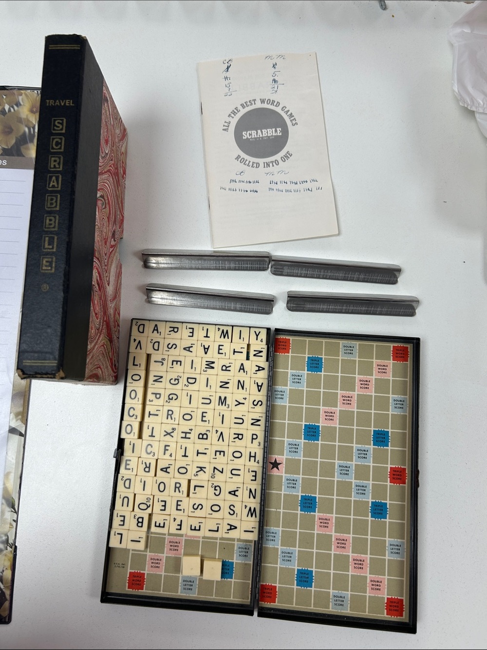 Vintage 1957 Magnetic Travel Scrabble Game Set - 100% Complete